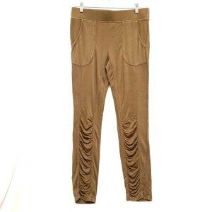 XCVI Womens Ruched Leggings Sz M Olive Green Skinny Pants Casual Chic Travel